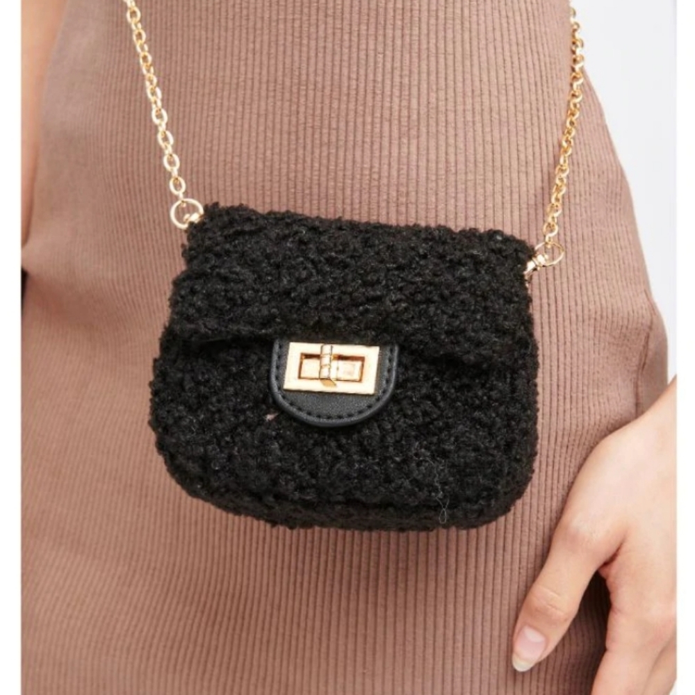#URBAN EXPRESSIONS #Amie Sherpa Mini Crossbody in DARK TURQUOISE - Picture 14 of 16